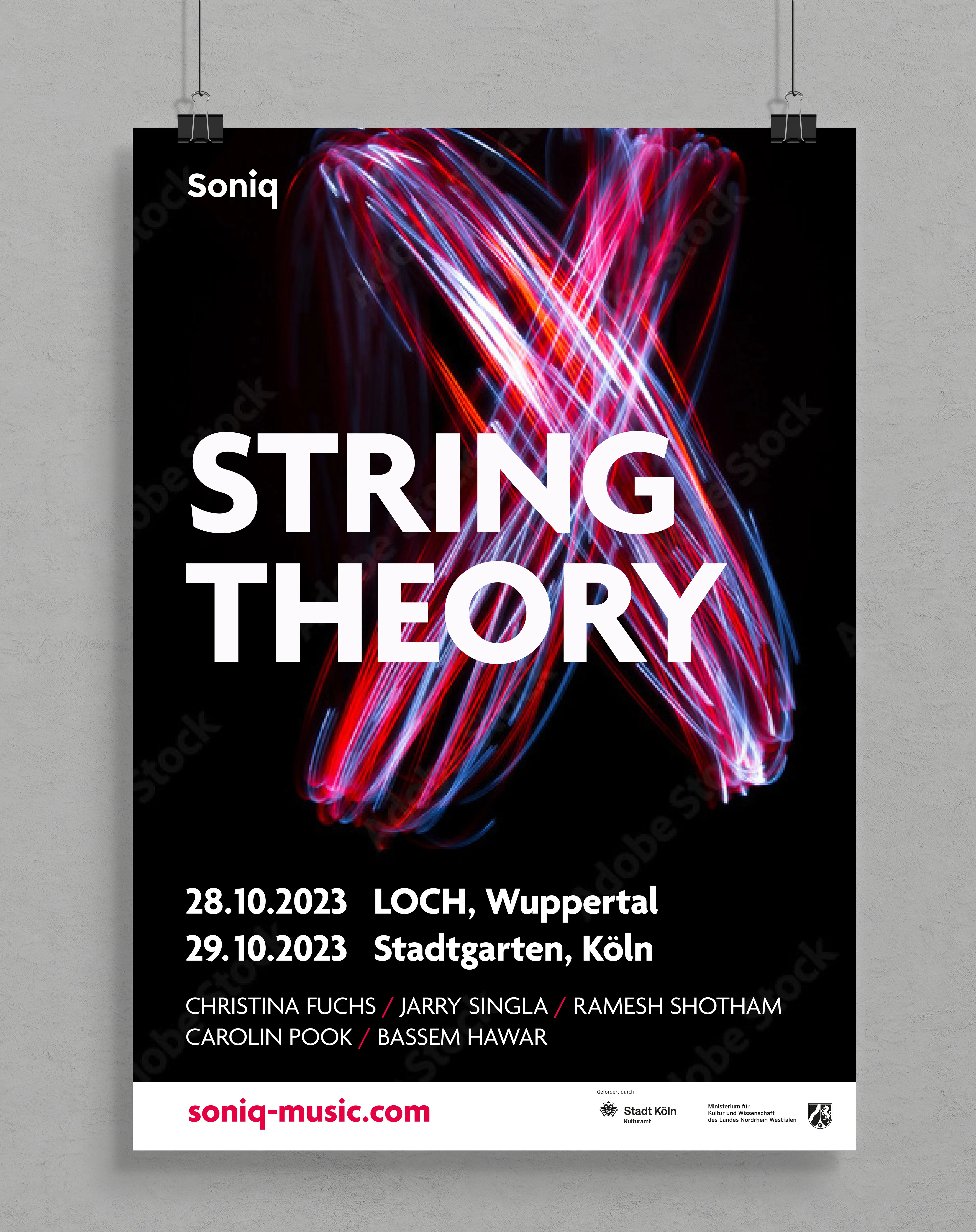 Hängendes Plakat String Theory Soniq konzerte 2023